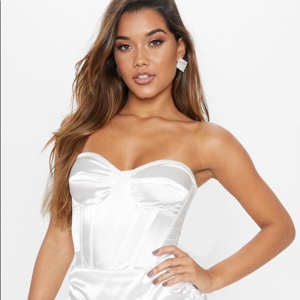 White satin silk corset top pretty little thing
